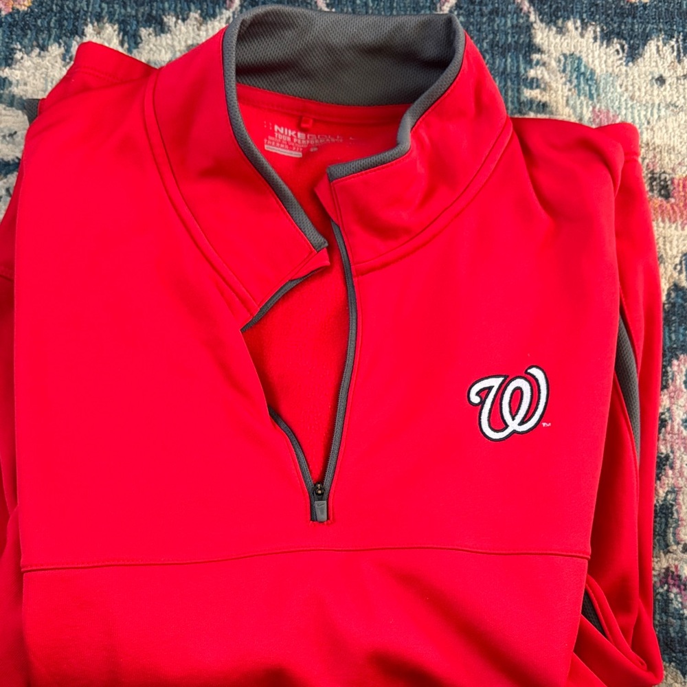 Washington Nationals Nike Red Quarter-Zip Pullover